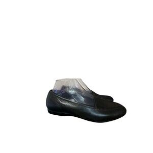 Vintage Sandra Miller Black Slip On Leather Heeled Flats 8M Minimalist Hobby